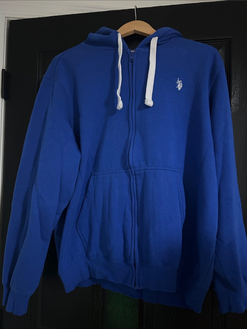 U.S. Polo Assn. Royal Blue Full-Zip Hoodie with White Drawstrings